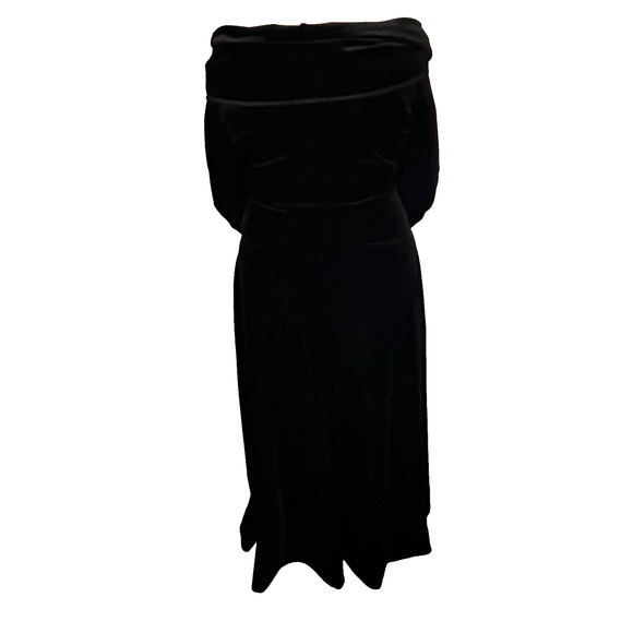 Posh Black Velvet Maxi Gown Dress Boat Neck /Cowl Neck Goth Classy Event Sexy - Picture 5 of 14